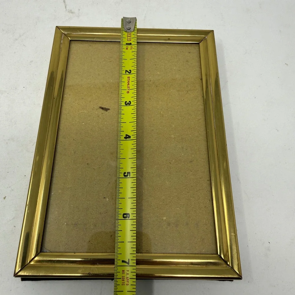 Vintage Gold Tone Metal Picture Frame 5x7 Tabletop Wall Mount Velvet Back